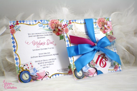 Sweet 16 Alice In Wonderland Invitations 8