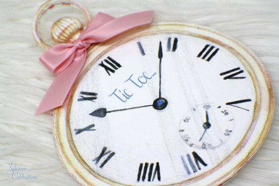 Alice in Wonderland Save the Date, Onederland, Watch Save the Date card, Rabbit Stopwatch Card, Birthday Save the Date, Save the date, Clock Il_570xn