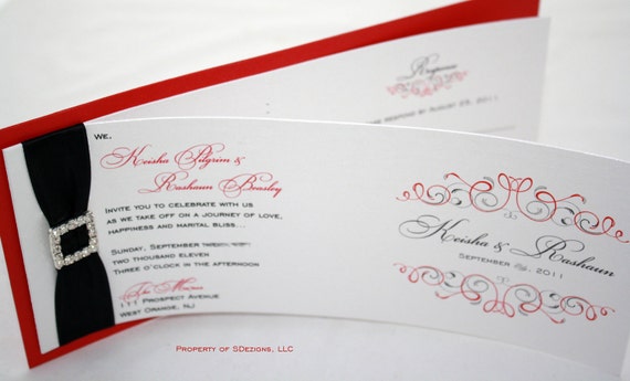 Unique Two Page Wedding Invitationn with Buckle Il_570xn