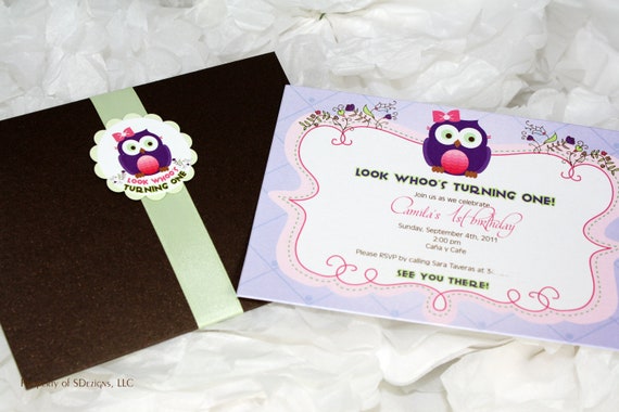 Look Who's Turning One - Owl Invitation | First birthday invitation | Whoo | 1st birthday Il_570xn