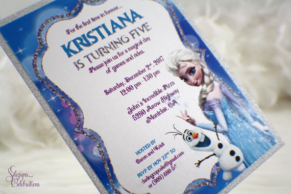 Frozen Birthday Invitation, Frozen Invitation, Frozen Birthday Party Invites, Elsa and Olaf Invitation, Winter Invitation, Glitter Frozen Il_570xn