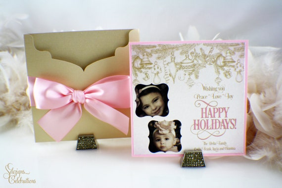 Vintage Holiday card | Christmas | Greeting Card| Photo card - Pink and Creme Il_570xn