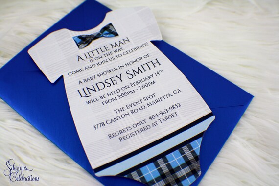 Onesie Baby Shower Invitations, Little Man, Bowtie Baby Shower Invitation, Baby Boy Invitation, Cute Baby Shower Invitation, Unique Shower Il_570xn