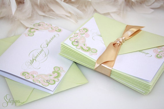 Personalized Note Cards - Henna Design with crystals Il_570xn