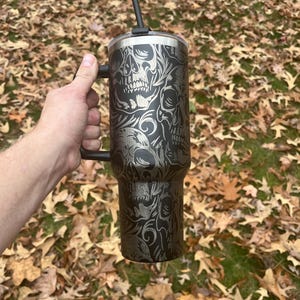 Black Skull 40oz Laser Engraved Tumbler