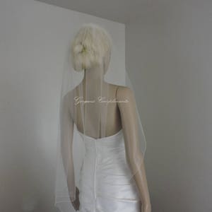 Wedding Veil Single Tier Pencil Edge Hip Length Standard Fullness, Bridal Veil PE3572 image 3