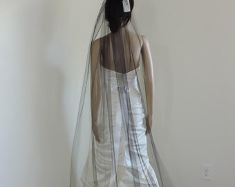 Black Veil Single Tier Sheer Width 55" Cut Edge
