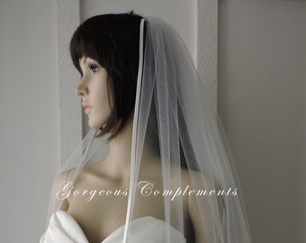 Silk Bias Satin Edge Straight Cut Bridal Veil