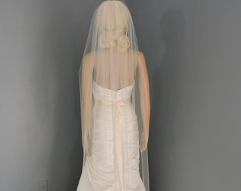 Floor Length Sheer Wedding Veil with Cut Edge, Bridal Veil ST7050CE