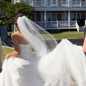 Waltz Wedding Veil Single Tier Medium Fullness Classic and Elegant Cut Edge, Bridal Veil CE55X70 image 1