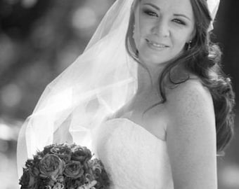 Wedding Veil Fingertip Length Single Tier with Cut Edge Standard Fullness Bridal Veil CE45X72