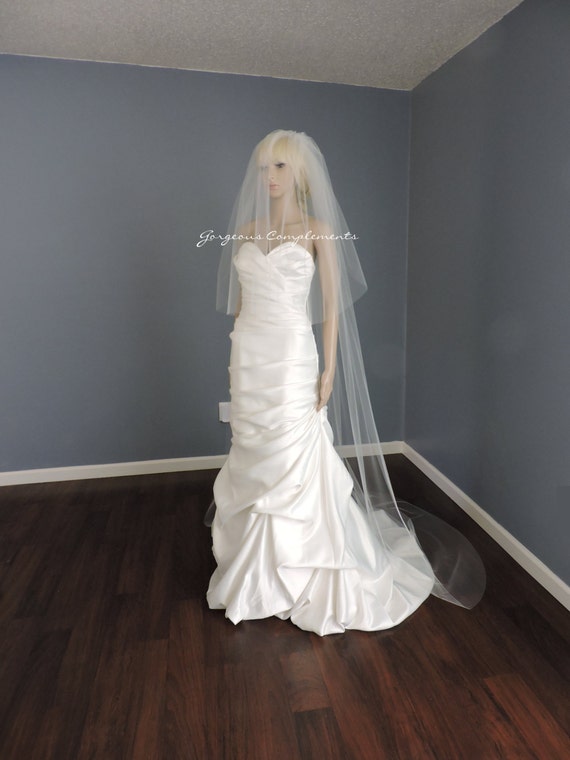 Wedding Veil Chapel Double Tier Cut Edge Standard Width 72, Bridal Veil