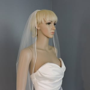 Sheer Wedding Veil with Satin Rattail Edge, Bridal Veil RE50X