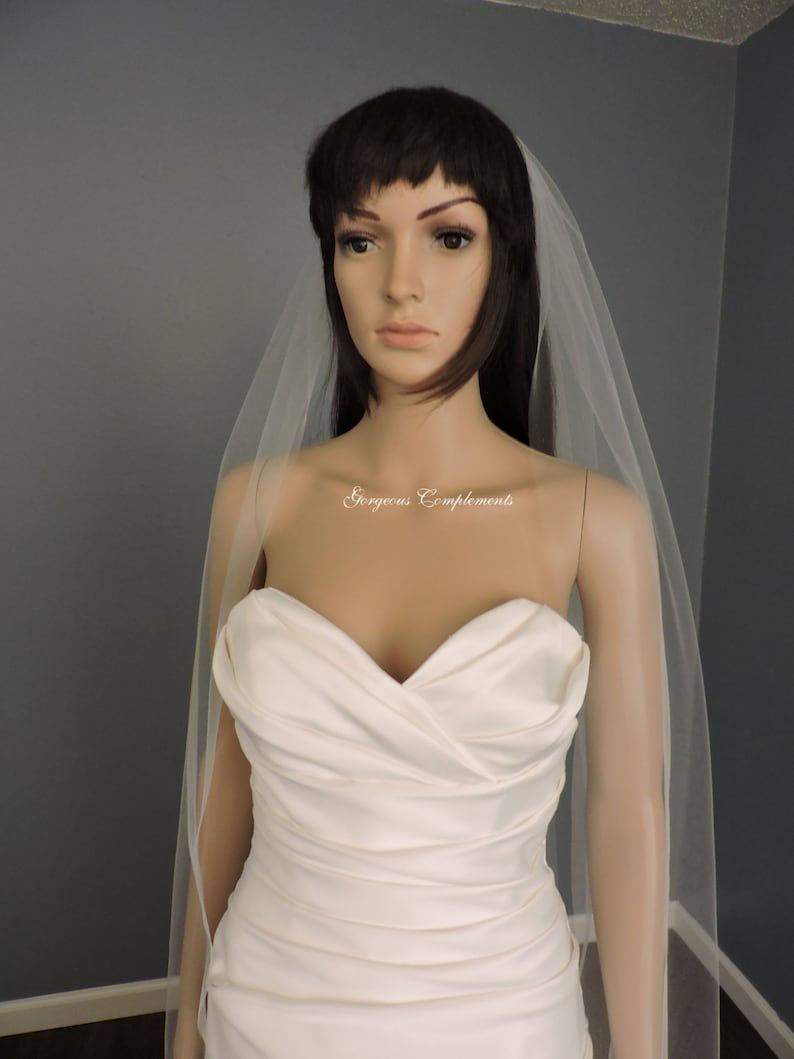 Waltz Wedding Veil Single Tier Medium Fullness Classic and Elegant Cut Edge, Bridal Veil CE55X70 image 5