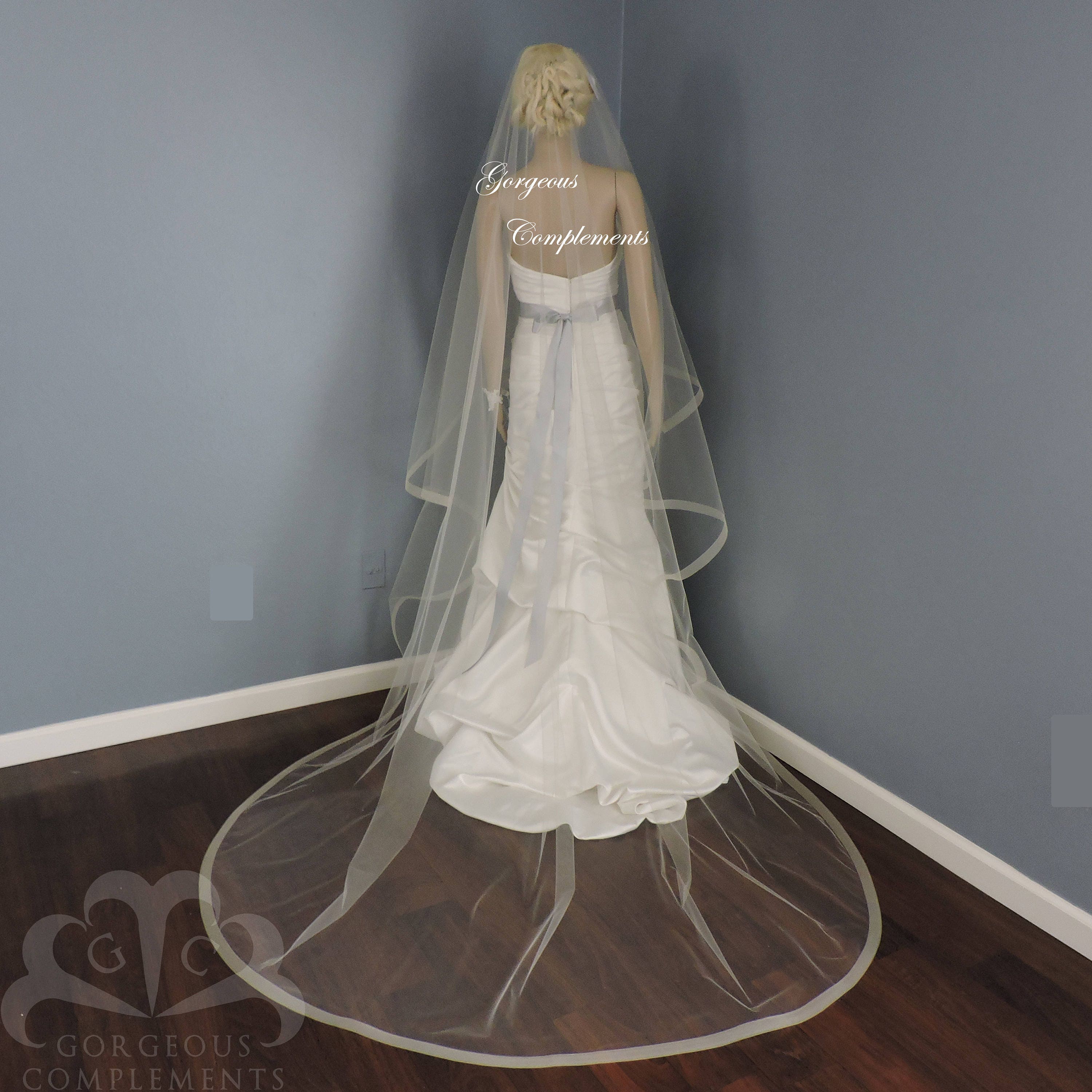 1 Horsehair Trim, Wedding Drop Veil,Bridal Veil, Illusion Tulle