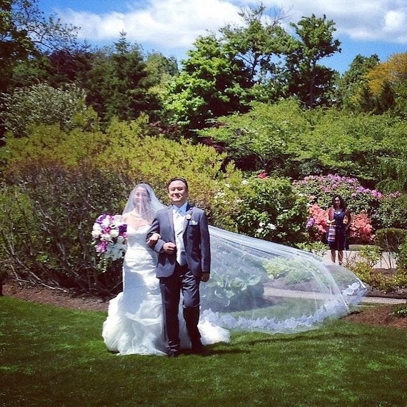 Jenney Veil Cathedral Drop with French Lace Appliques, Bridal Veil, Wedding Veil