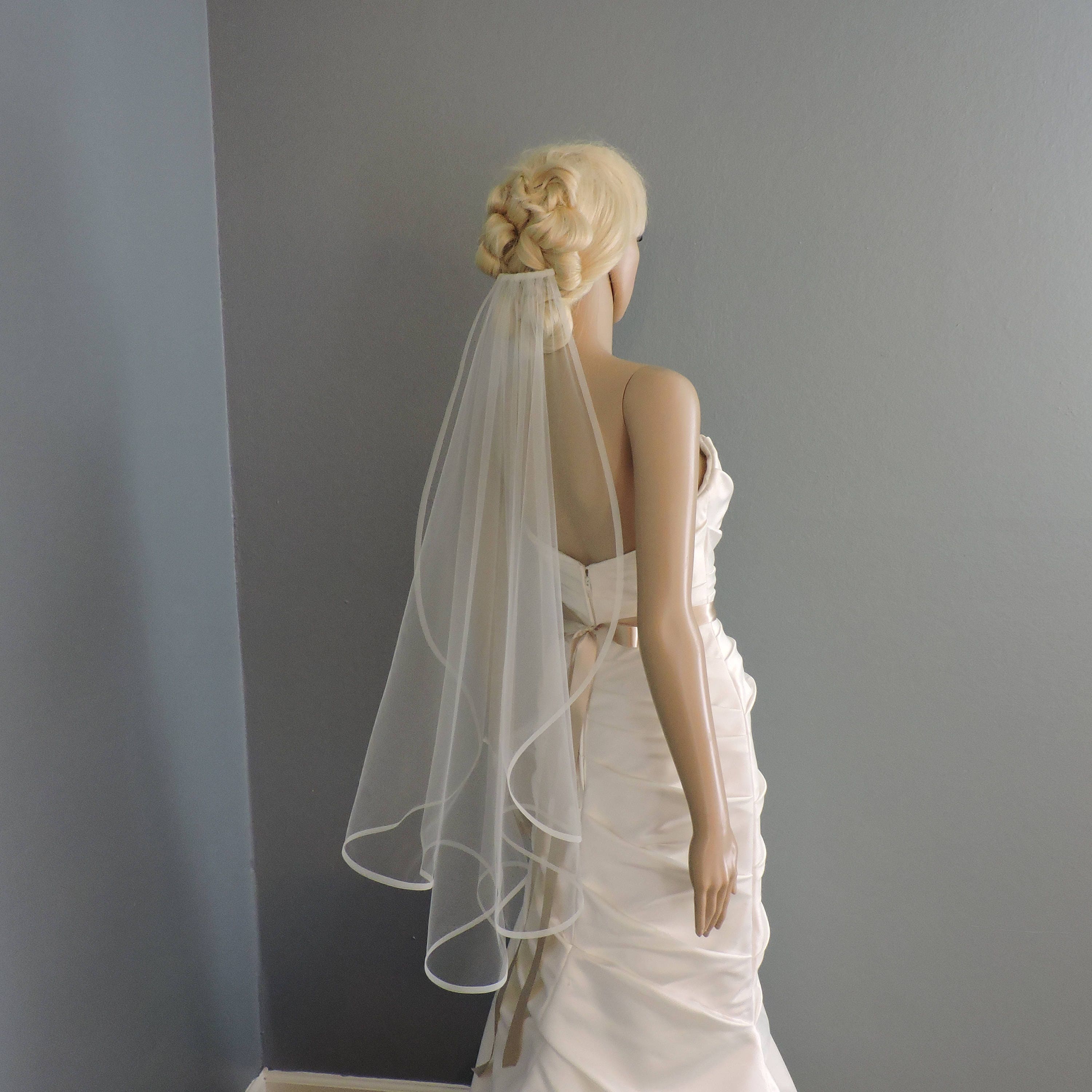 Single Tier Horsehair Trim 5/8 or 1/4 Wedding Veil , Bridal Veil