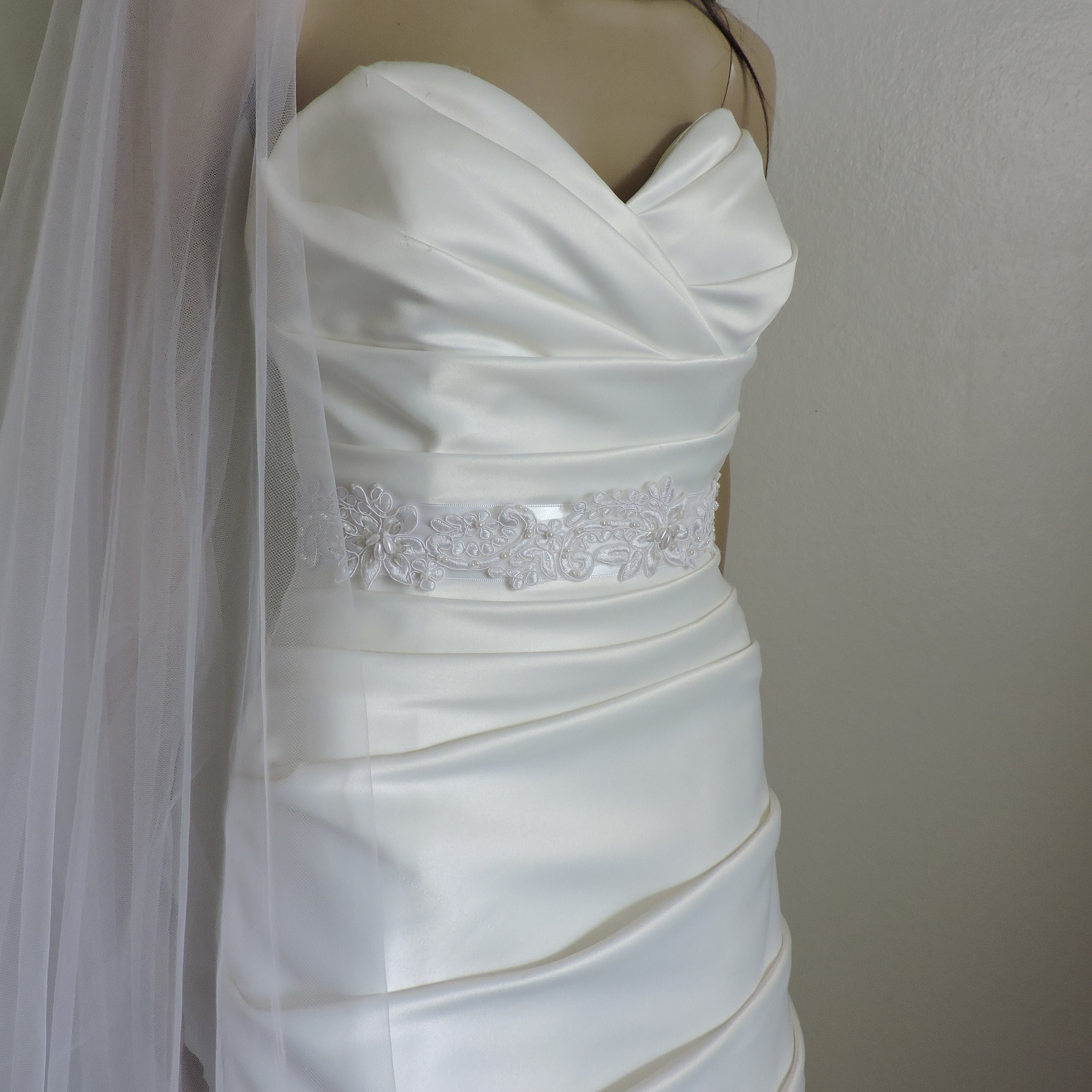 White Lace Bridal SashChoose Your Ribbon Color