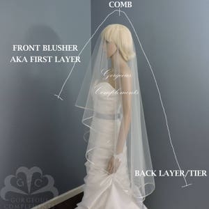 1 Horsehair Trim, Wedding Drop Veil,Bridal Veil, Illusion Tulle image 8