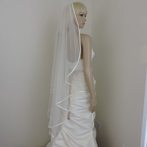 Cascade Bias Satin Edge Bridal Veil