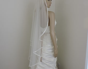 Cascade Bias Satin Edge Bridal Veil