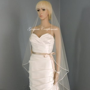 Satin Rattail Wedding Veil Cascade Bridal Veil SWEETNESS