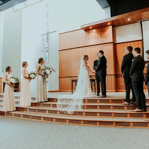 Wedding Veil Cascade Chapel or Cathedral Satin Ribbon Edge, Bridal Veil