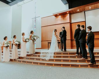Wedding Veil Cascade Chapel or Cathedral Satin Ribbon Edge, Bridal Veil