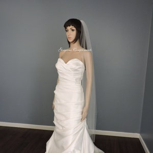 Waltz Wedding Veil Single Tier Medium Fullness Classic and Elegant Cut Edge, Bridal Veil CE55X70 image 4