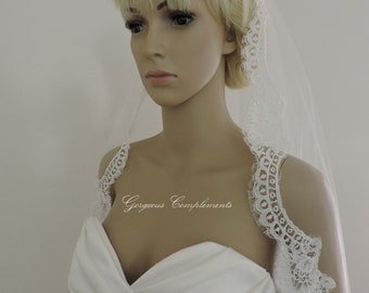 Vintage French Alencon Lace Wedding Mantilla Bridal Veil