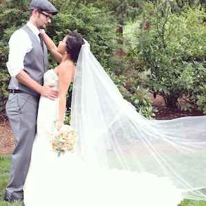 Drop Wedding Veil Floor Length Simple and Elegant, Bridal Veil DV32/70CE