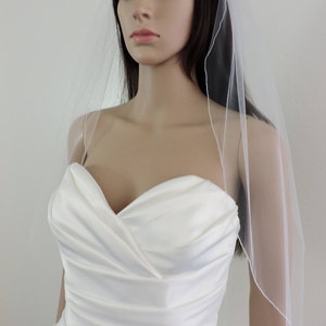 Wedding Veil Single Tier Pencil Edge Hip Length Standard Fullness, Bridal Veil PE3572 image 7