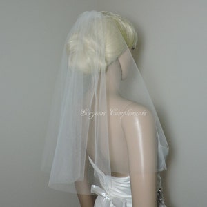 Short Little Sheer Veil - Blusher Wedding Veil, Bridal Veil CE20X50