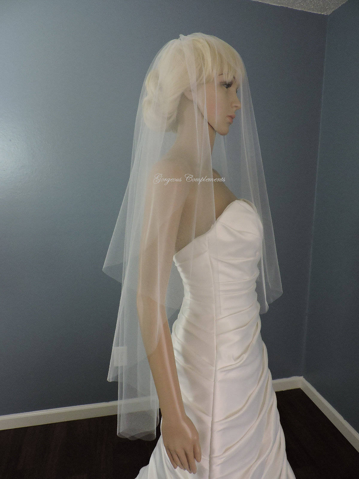 Double Tier Wedding Veil Cascade Cut, Bridal Veil
