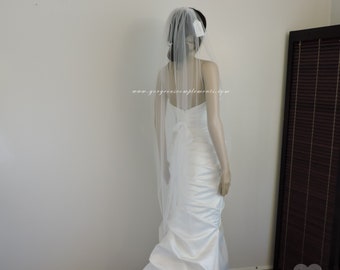 Sheer Fingertip Wedding Veil, 45 inch, Pencil Edge