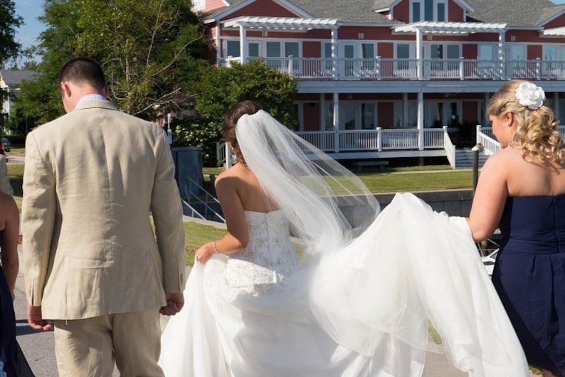 Waltz Wedding Veil Single Tier Medium Fullness Classic and Elegant Cut Edge, Bridal Veil CE55X70 image 1