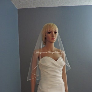 Sweetness Single Tier Satin Rattail Edge Wedding Veil Cascade 33 Waist Length, Bridal Veil image 3