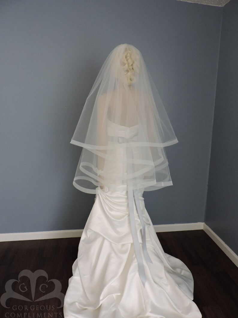 1 Horsehair Trim, Wedding Drop Veil,Bridal Veil, Illusion Tulle image 2