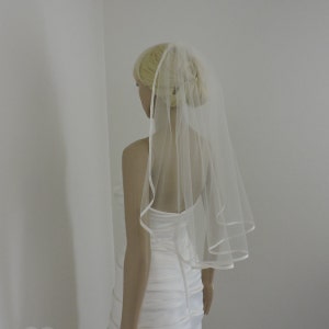 Wedding Veil Single Tier with Soft Satin Ribbon Bridal