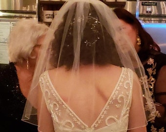 Sheer Wedding Veil Single Tier Rolled Edge RE50