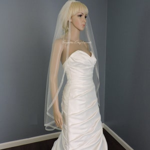 Organza Trim Fingertip Veil Standard Width, Bridal Veil, Wedding Veil image 1