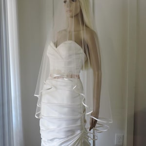 Elegant Charlize Bias Satin Veil with Delicate Drop Edge