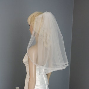 Organza Trim Fingertip Veil Standard Width, Bridal Veil, Wedding Veil image 2