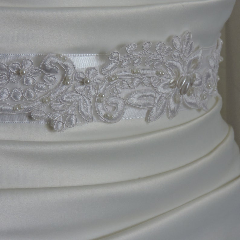White Lace Bridal Sashchoose Your Ribbon Color Etsy