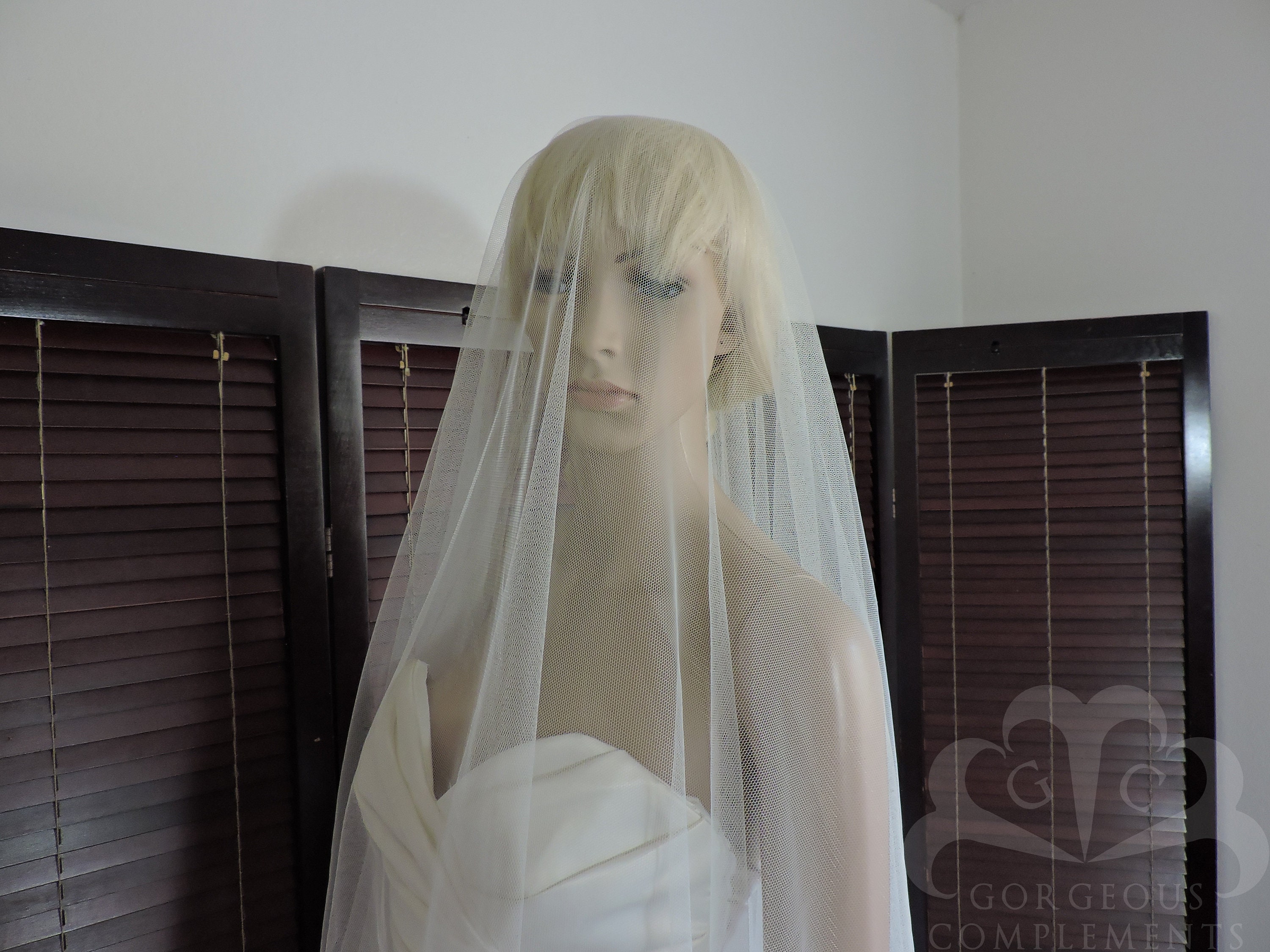 Drop English Net Veil, Wedding Veil, Bridal Veil, Cut Edge Veil