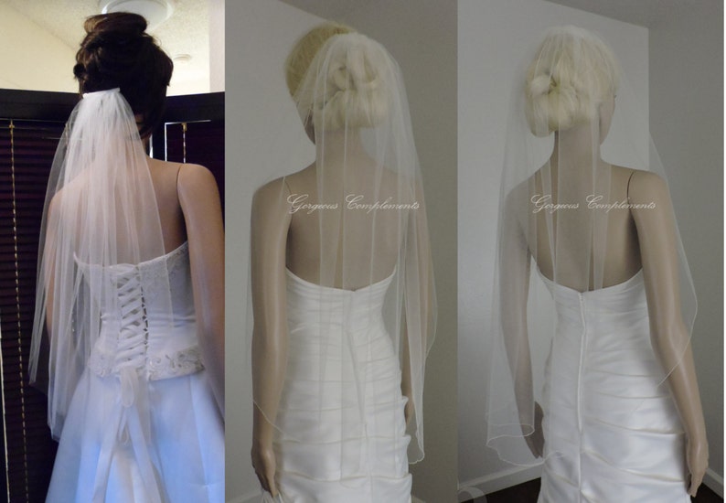 Floor Wedding Veil 1 Tier Medium Fullness Classic Bridal Veil CUT EDGE CE70X90 image 5