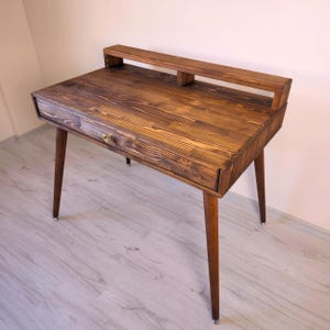 Study Desk with Drawers, Computer Desk, Office Desk, Modern Solid Oak Wood Desk, Home Office Furniture, Drawer Laptop Stand, Writing Desk