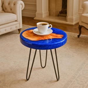 Round Epoxy Coffee Table, Unique Live Edge Epoxy Coffee Table, Olive Wood & Epoxy Table, Natural Olive Wood and Epoxy Design Coffee Table