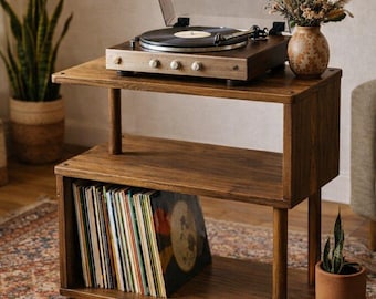Soporte para tocadiscos moderno hecho a mano, estante para guardar discos de vinilo