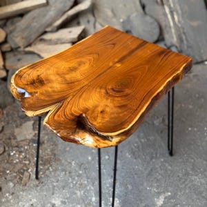 Unique Coffee Tables, Large Coffee Table, Metal Leg Wood Live Edge Coffee Table, Live Edge Olive Wood, Living Room Coffee Table, Home Decor